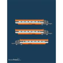 Azar Models T01-OR2 - TGV Sud-Est - 3 intermediate coaches set - orange