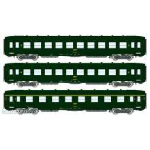 REE Modeles VB-392 - SET of 3 U52 DEV AO short cars, B10 U52 green 306, SNCF Era IV