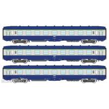 REE Modeles VB-402 - SET of 3 U52 DEV AO Sleeping Cars B9c9, Blue/Grey, boxed SNCF logo Era IV-V