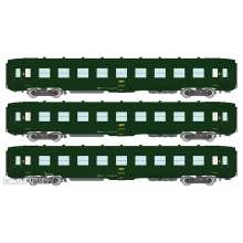 REE Modeles VB-405 - SET of 3 U52 DEV AO Sleeping Cars B9c9, Green 301, boxed SNCF logo Era IV