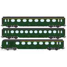 REE Modeles VB-469 - Set of 3 ETAT Cars A8, B10 and A6d, green 306, SNCF Period III B