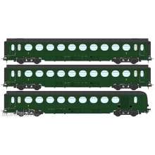 REE Modeles VB-470 - Set of 3 ETAT Cars B10, B10 and B5d, green 306, SNCF Period III B