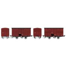 REE Modeles VM-029 - Set of 2 Covered Wagon, Roof 2 slopes, UIC Red, SNCF Kv 116 & Kv 132