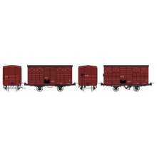 REE Modeles VM-030 - Set of 2 Covered Wagon, Round roof & roof 2 slopes, UIC Red, SNCF K 97 & Kifv 146