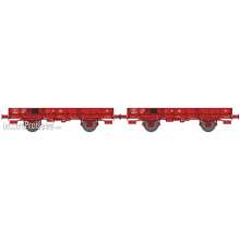 REE Modeles WB-607 - SET of 2 OCEM 29 FLAT Wagon Red SNCF Jho 104231 et Jho 104733 Braked, Plain wheels Era III B