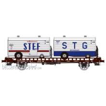 REE Modeles WB-635 - UFR double Era III HR 598106 brown - black frame + 2 trailers (STEF with wooden protection and STG)