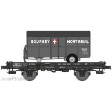 REE Modeles WB-647 - UFR Simple black, plain wheels N°597661 + Trailer « BOURGEY MONTREUIL » Era III