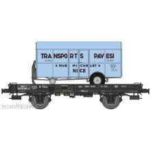 REE Modeles WB-648 - UFR Simple black, plain wheels N°597804 + Trailer « TRANSPORTS PAVESI » Era III