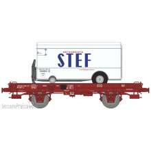 REE Modeles WB-652 - UFR Simple brown UIC, plain wheels N°21 87 042 0 048-2 + Refrigerator Trailer « STEF » Era IV