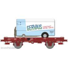 REE Modeles WB-653 - UFR Simple brown UIC, plain wheels N°21 87 042 0 076-3 + Refrigerator Trailer « GERVAIS » Era IV