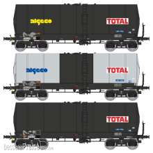 REE Modeles WB-657 - SET of 3 FAUVET-GIREL Tank wagon, bogie Y 23 “ALGECO-TOTAL”, Era IV-V