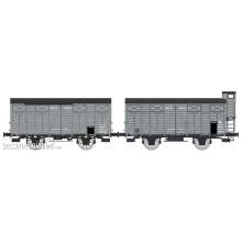 REE Modeles WB-683 - SET of 2 CLOSED Wagons OCEM 19, N°KKuw 229005, spoked wheels, closed shutters and N°KKwf 241572, plain wheels, closed shutters, Brakesman Home, MIDI Era II