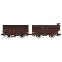 REE Modeles WB-689 - SET of 2 CLOSED Wagons OCEM 19, N°K 251047, plain wheels, closed shutters and N°KKwwf 180457, plain wheels, closed shutters, brakesman home, SNCF South East Era III B