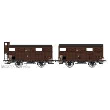 REE Modeles WB-698 - Set of 2 PLM 20 T Closed Wagon brown, N° KKwf 144931 with brakesman home et N° KKw 142096 with Z body reinforcements, SNCF Era III A