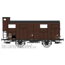 REE Modeles WB-703 - PLM 20 T Closed Wagon brown, N° Kf 389064 with brakesman home, SNCF Era III B