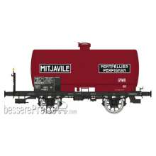 REE Modeles WB-711 - Tank Wagon with brake platform MITJAVILLE, Red, black frame, SNCF Era III