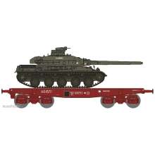 REE Modeles WBA-029 - Flat Wagon SSym46 SNCF Era.IV + Char AMX 30 FLANDRES 1DB 6RD Green