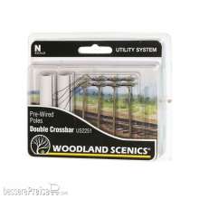 Woodland Scenics WUS2251 - N Wired Poles Double Crossbar