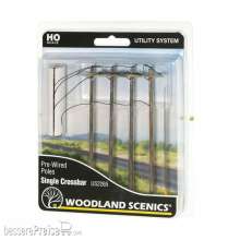 Woodland Scenics WUS2265 - HO Wired Poles Single Crossbar