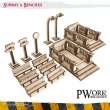 PWork Wargames TS00900MDF - MDF TERRAIN Subway & Benches