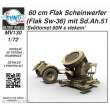 Planet Models MV130 - 1:72 60 cm Flak Scheinwerfer (Flak Sw-36)