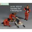 Prehm-Miniaturen 500133 - Medi-Set - zwei Sanitäter, Notarzt und verletzte Person auf Trage.