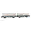 Arnold HN6421 - RENFE, 2-tlg. Set Flachwagen, Grau, mit 2 Containern Central Lechera Asturiana