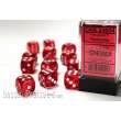 Chessex Würfel CHX23604 - Red w/white Translucent 16mm d6 with pips Dice Blocks™ (12 Dice)