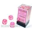 Chessex CHX23614 - Translucent 16mm d6 Pink/white Dice Block™ (12 dice)