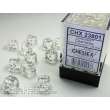 Chessex Würfel CHX23801 - Clear w/white Translucent 12mm d6 with pips Dice Blocks™ (36 Dice)