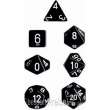 Chessex Würfel CHX25408 - Black w/white Opaque Polyhedral 7-Die Sets