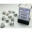 Chessex Würfel CHX25801 - White w/black Opaque 12mm d6 with pips Dice Blocks™ (36 Dice)