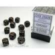 Chessex Würfel CHX25828 - Black w/gold Opaque 12mm d6 with pips Dice Blocks™ (36 Dice)