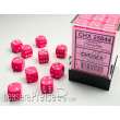 Chessex CHX25844 - Opaque 12mm d6 Pink/white Dice Block™ (36 dice)