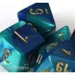 Chessex Würfel CHX26259 - Blue-Teal w/gold Gemini™ Polyhedral Ten d10 Sets