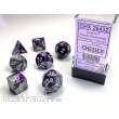 Chessex Würfel CHX26432 - Purple-Steel w/white Gemini™ Polyhedral 7-Die Sets