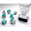 Chessex Würfel CHX26444 - White-Teal w/black Gemini™ Polyhedral 7-Die Sets