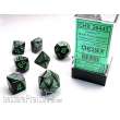 Chessex Würfel CHX26445 - Black-Grey w/green Gemini™ Polyhedral 7-Die Sets