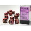 Chessex Würfel CHX26626 - Purple-Red w/gold Gemini™ 16mm d6 with pips Dice Blocks™ (12 Dice)