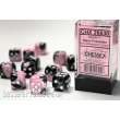 Chessex Würfel CHX26630 - Black-Pink w/white Gemini™ 16mm d6 with pips Dice Blocks™ (12 Dice)