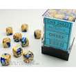 Chessex Würfel CHX26822 - Blue-Gold w/white Gemini™ 12mm d6 with pips Dice Blocks™ (36 Dice)