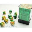 Chessex Würfel CHX26825 - Gold-Green w/white Gemini™ 12mm d6 with pips Dice Blocks™ (36 Dice)