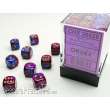 Chessex Würfel CHX26828 - Blue-Purple w/gold Gemini™ 12mm d6 with pips Dice Blocks™ (36 Dice)