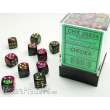 Chessex Würfel CHX26834 - Green-Purple w/gold Gemini™ 12mm d6 with pips Dice Blocks™ (36 Dice)