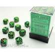 Chessex Würfel CHX26839 - Black-Green w/gold Gemini™ 12mm d6 with pips Dice Blocks™ (36 Dice)