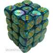 Chessex Würfel CHX26849 - Purple-Teal w/gold Gemini™ 12mm d6 with pips Dice Blocks™ (36 Dice)