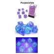 Chessex Würfel CHX27577 - Borealis® Polyhedral Purple/white Luminary 7-Die Set