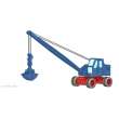 Minis LC4701 - Fuchs F 301 Bagger, Gittermast m. Schaufel, blau/rot - Lemke