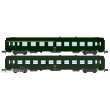 REE Modeles NW-258 - Set of 2 UIC Y coaches set, A4B5 and B10, green livery ,boxed SNCF Logo, Period IV