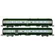 REE Modeles NW-261 - Set of 2 UIC Y coaches set, A4B5 and B5D, green/metal livery ,boxed SNCF Logo, Period IV